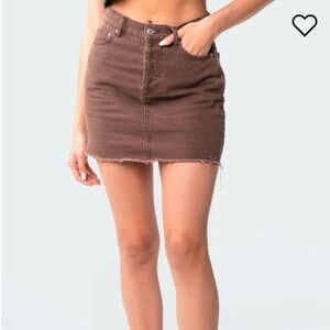 NWT EDIKTED chocolate Brown Denim Mini Skirt XL